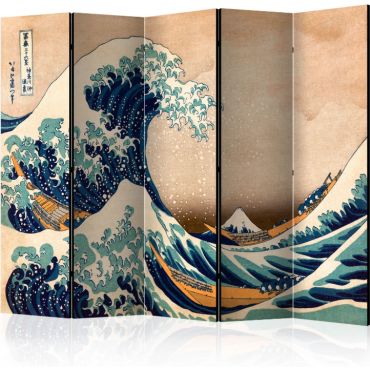 Разделител от 5 части - Хокусай: Голямата вълна край Канагава (Възпроизвеждане) II [Разделители на стаи]