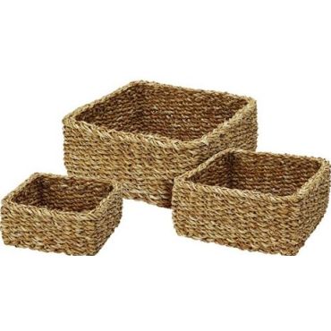 Комплект квадратни плетени кошници от 3 бр