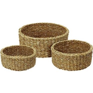 Комплект кръгла плетена кошница от 3 бр