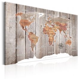 Печат върху платно - Карта на света: Дървени истории