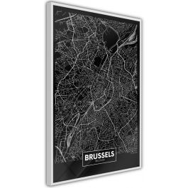 Плакат - Карта на града: Брюксел (тъмно)